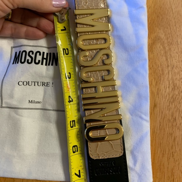 🎀 New Authentic MOSCHINO Couture BELT Tan Leather 48 Python Texture ...